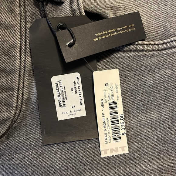 NWT Rag & Bone men’s jeans Fit 1 - Greyson size 33 - Picture 4 of 15